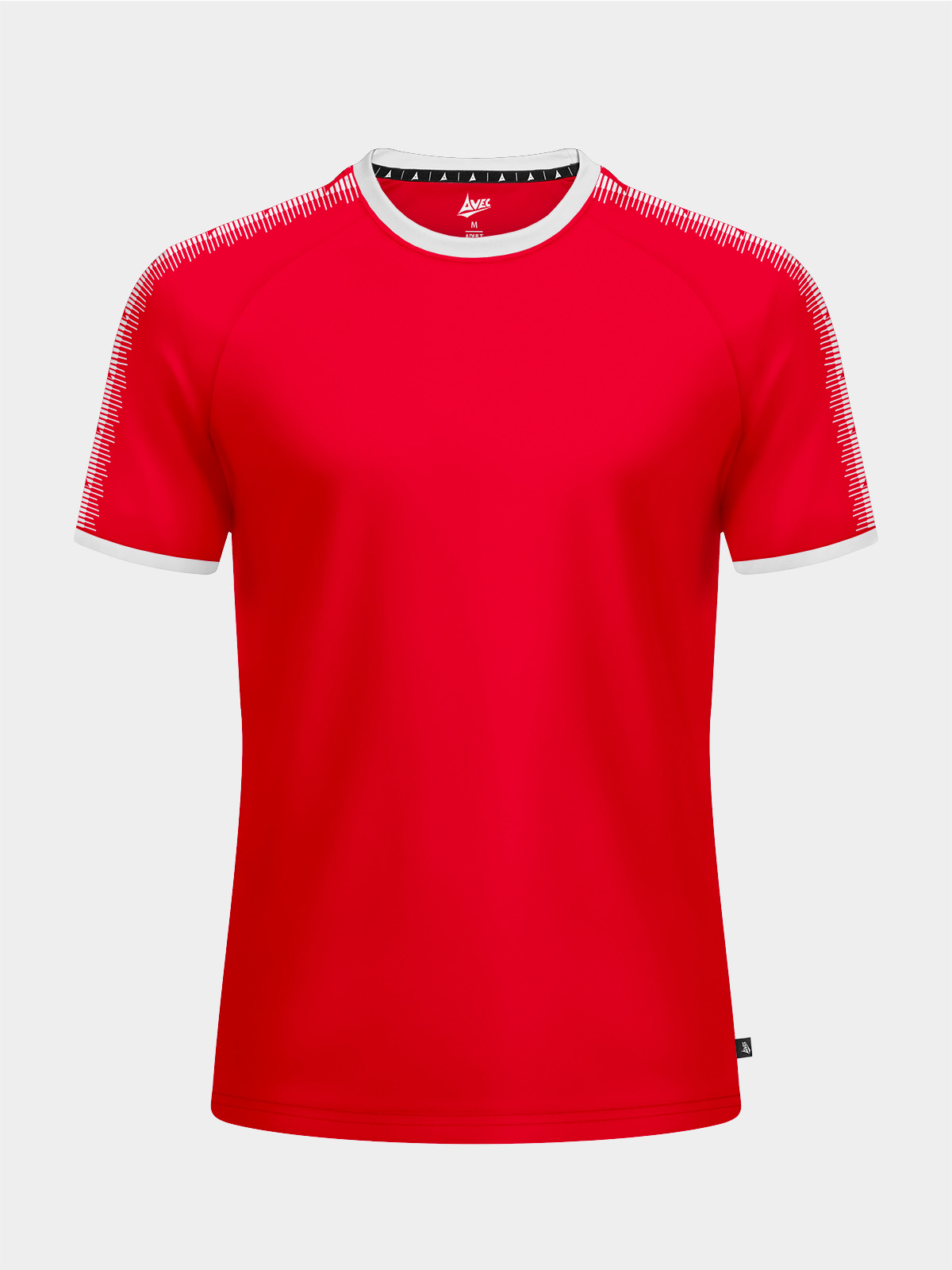 front view of the avec evolve red t-shirt