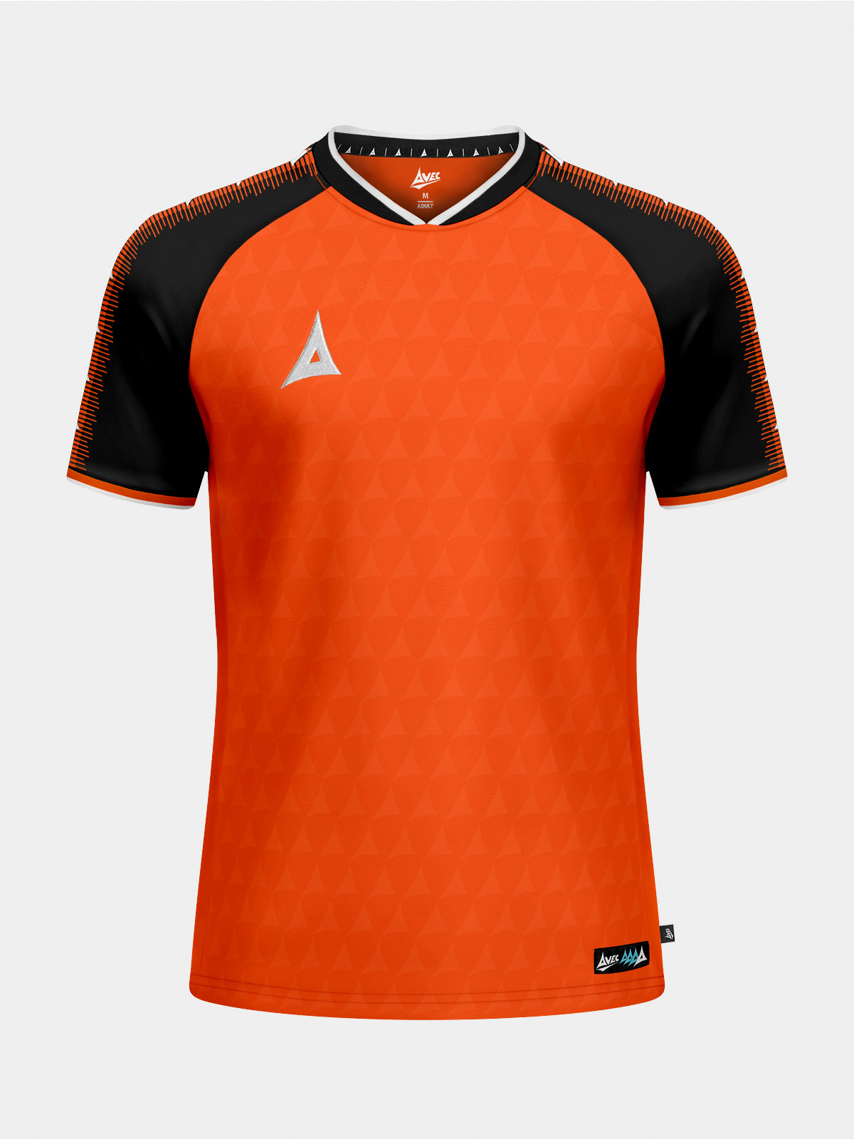 orange and black heritage matchday jersey shown from the front, featuring professional contrast sleeves and debossed fabric.
