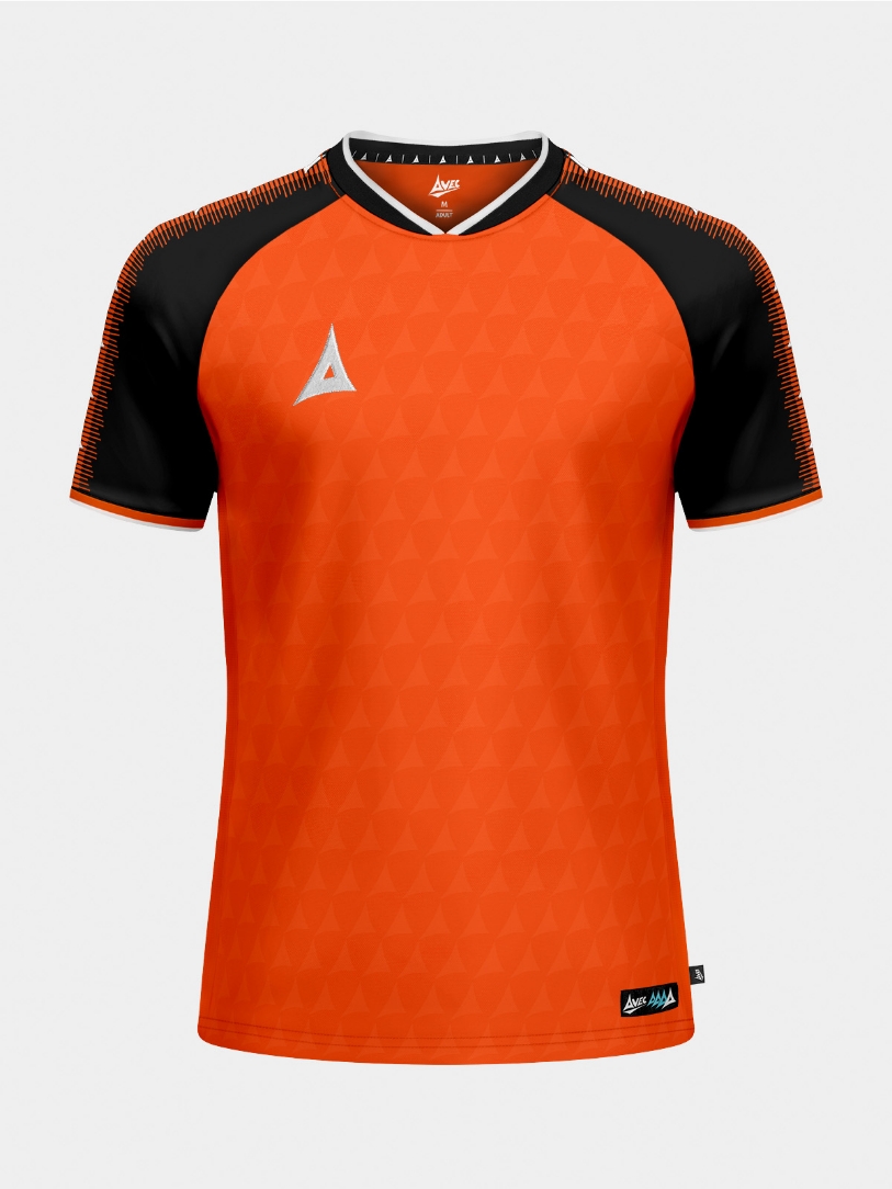 Orange and Black Heritage matchday jersey shown from the front, featuring professional contrast sleeves and debossed fabric.