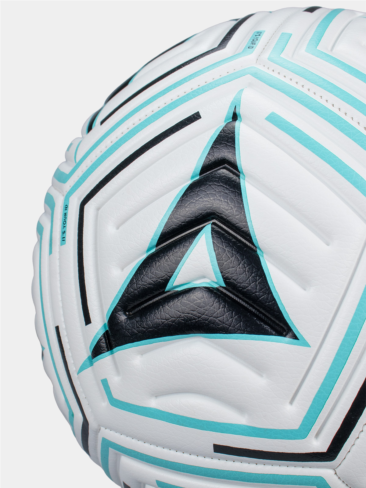 white and turquoise moulded football designed for consistent match performance