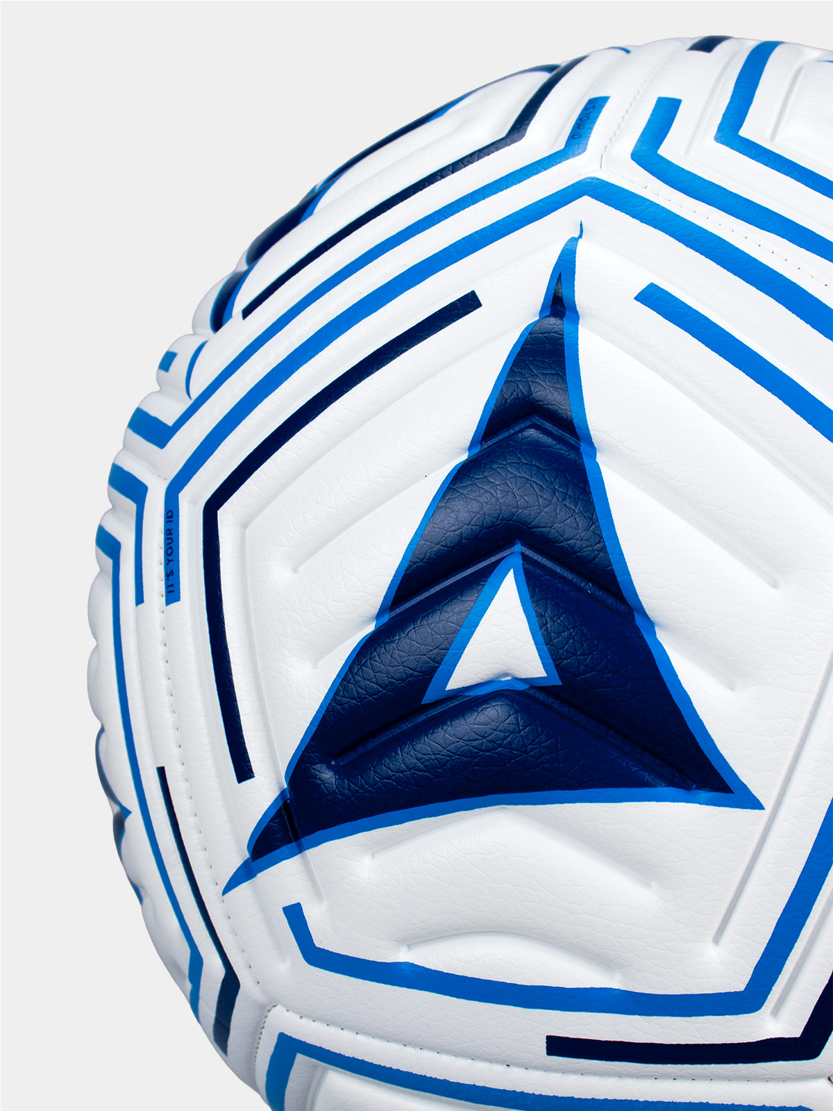 white and blue moulded football designed for consistent match performance