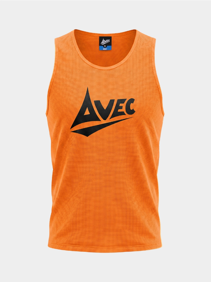 Avec Sport lightweight mesh training bib front view in high-visibility colour