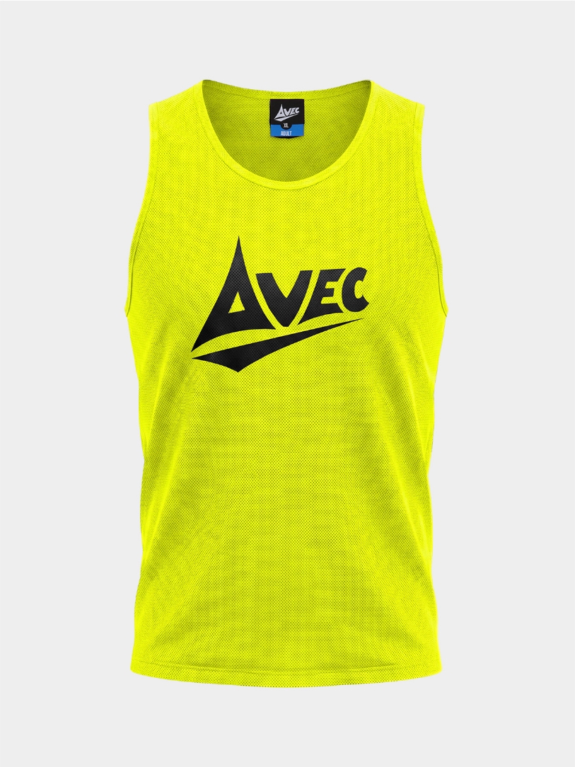 Avec Sport lightweight mesh training bib front view in high-visibility colour