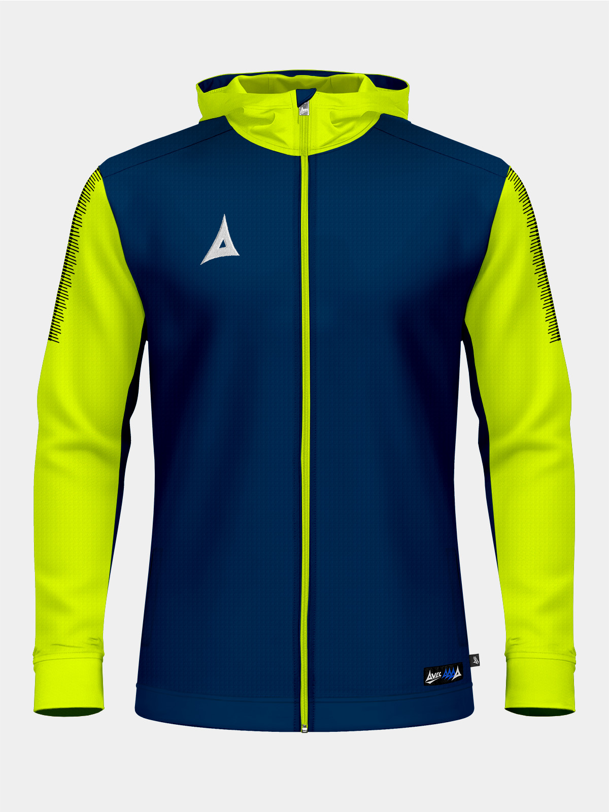 	avec sport pro player full-zip hooded jacket front view in lightweight performance fabric