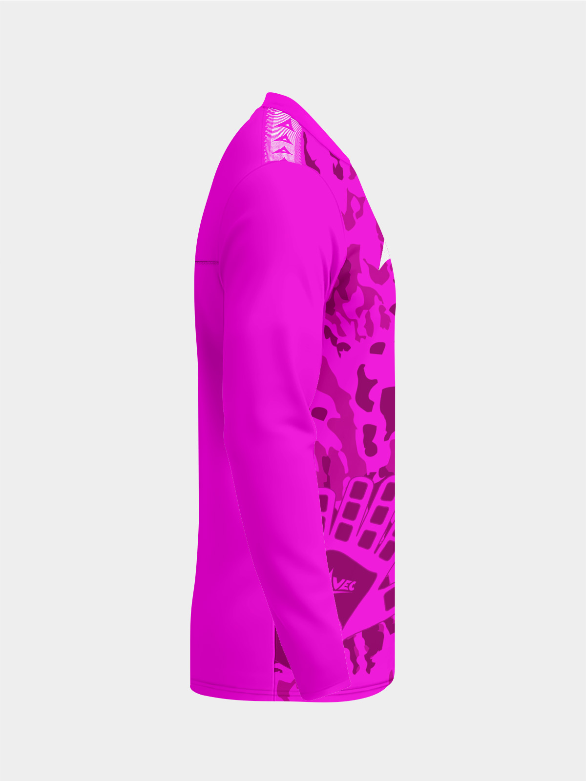 right side view of the pro intent gk jersey showcasing the ergonomic pro fit shaping and stretch cuffs.