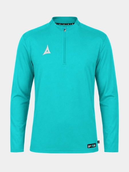 Front view of the Hyper Blue Focus 2 Overlay, showcasing the minimalist 1/4 zip design and embroidered Avec 'A' logo.