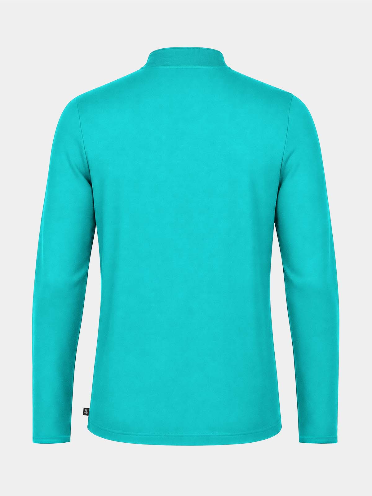 	rear perspective of the hyper blue focus 2 mid-layer, highlighting the clean athletic silhouette and performance fabric