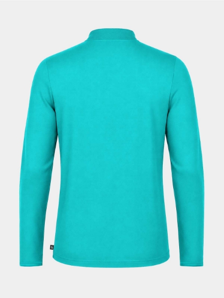 	Rear perspective of the Hyper Blue Focus 2 mid-layer, highlighting the clean athletic silhouette and performance fabric