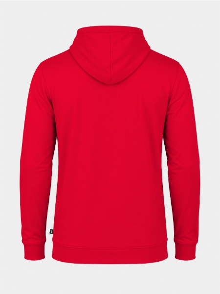 Rear view of the Red Focus 2 Essentials hoody, showcasing the durable and flexible performance material.