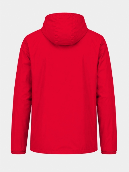 Rear view of the Red Focus 2 football jacket, featuring durable weather-shielding interlock fabric.