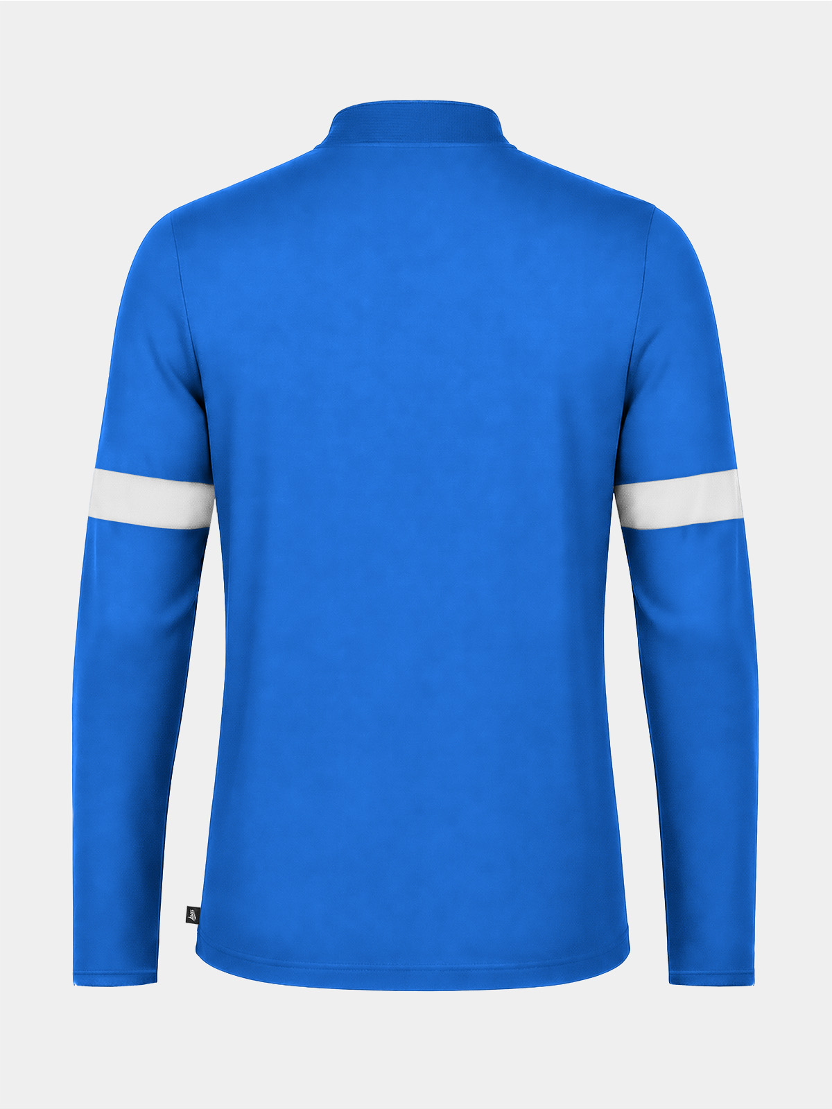 back view of the royal blue training overlay, illustrating the high-stretch performance material and long-sleeve design.