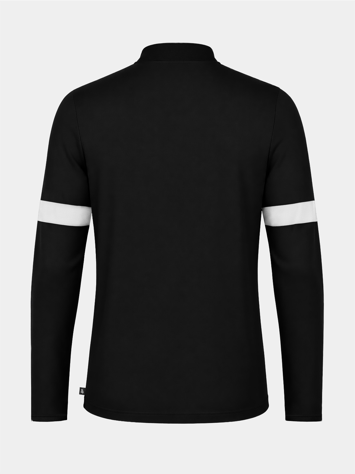 rear perspective of the black evolve pro training top, showing the streamlined athletic fit and breathable performance fabric.