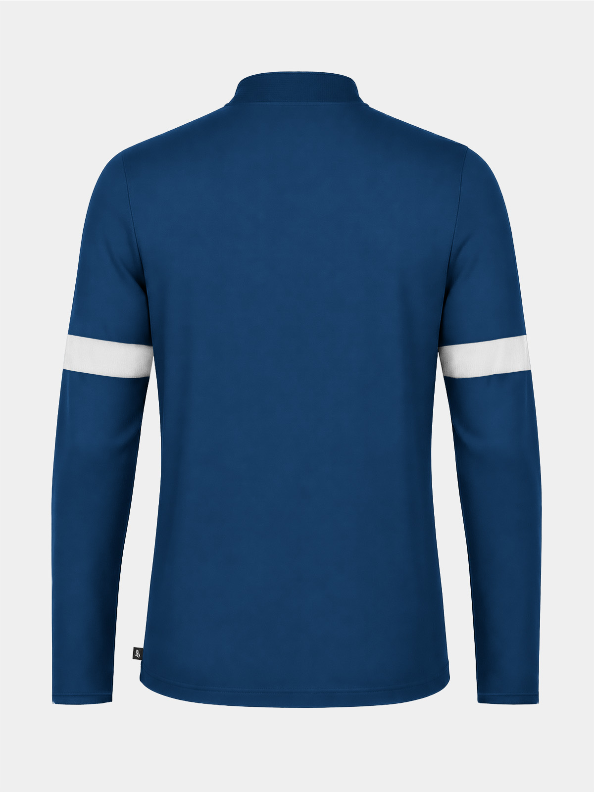 rear perspective of the navy evolve pro training top, showing the clean lines and professional athletic silhouette.
