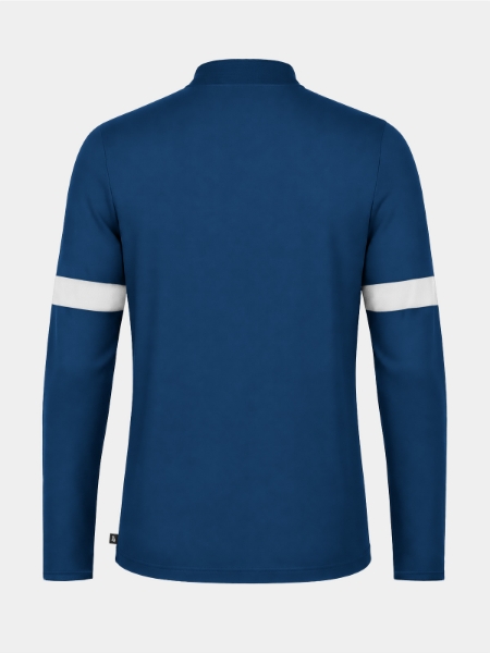 Rear perspective of the Navy Evolve Pro training top, showing the clean lines and professional athletic silhouette.