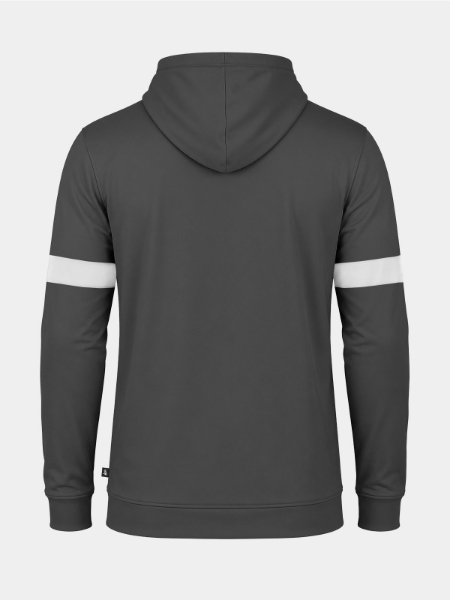 	Back view of the Anthracite charcoal hoody, displaying the high-stretch fabric and professional athletic tailoring.