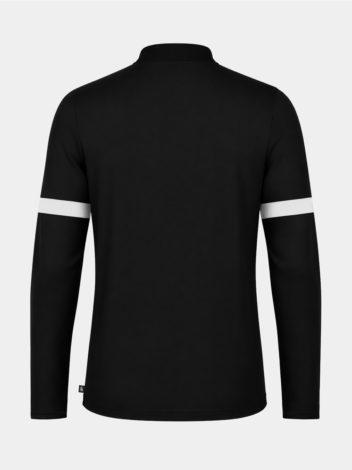 	rear perspective of the black evolve pro training top, showing the streamlined athletic fit and breathable performance fabric.