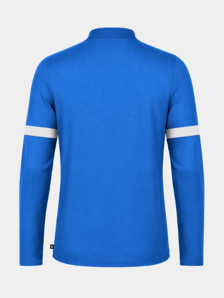 	Back view of the Royal Blue training overlay, illustrating the high-stretch performance material and long-sleeve design.