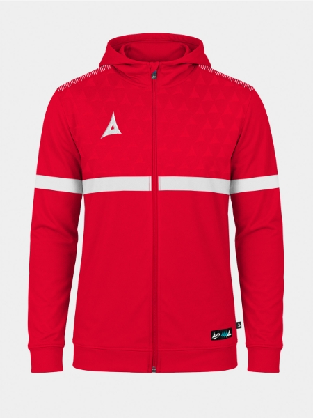 	Front shot of the Red Evolve Pro FZ Poly Hoodie, displaying the full-zip functionality and soft-touch brushed microfibre lining.