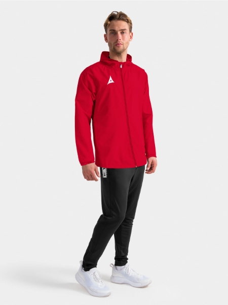 	Full-body view of the Red Focus 2 Shell Jacket, delivering a bold and professional matchday aesthetic