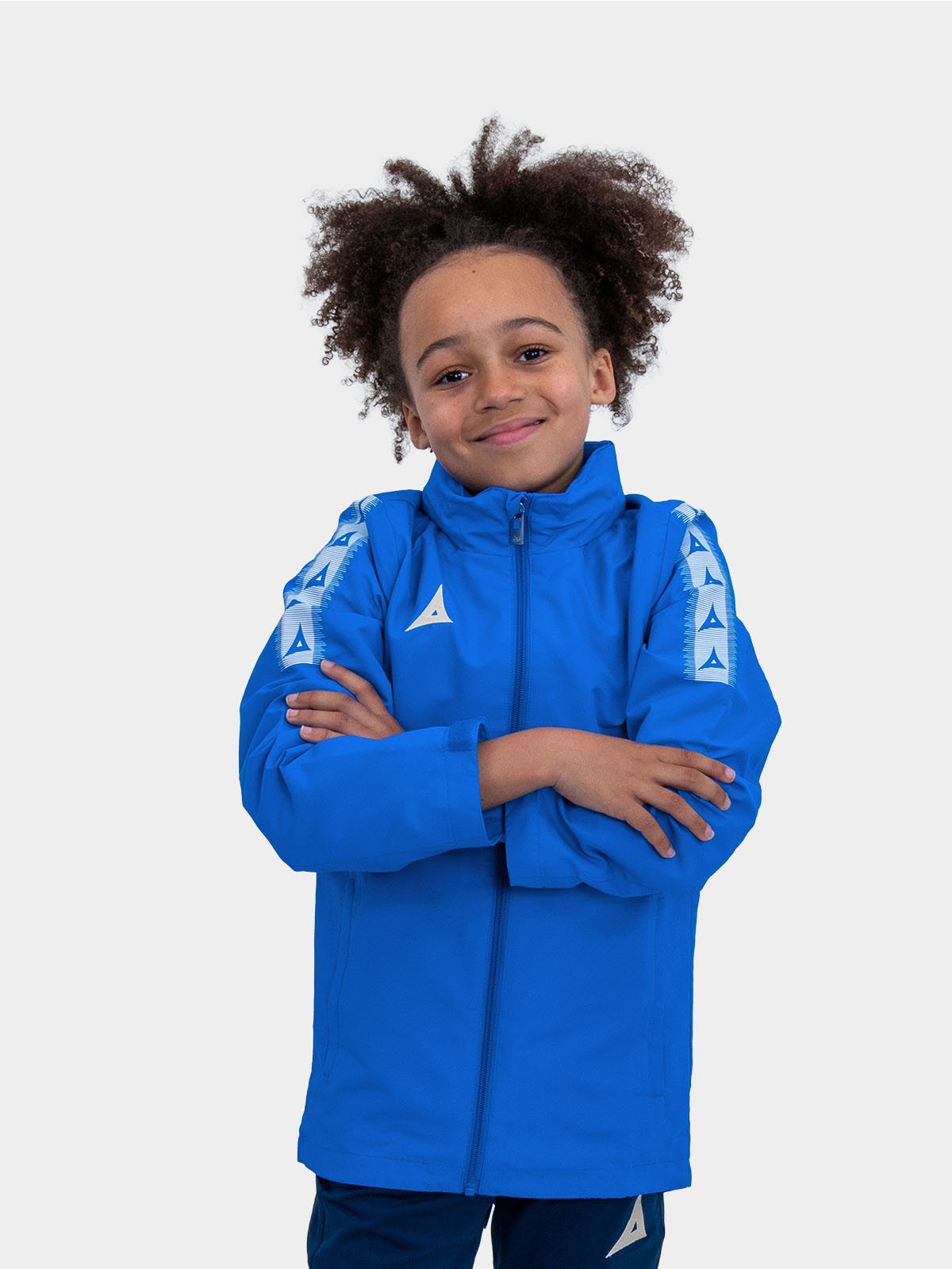 junior in royal blue evolve rain jacket - kids football rain jacket available from £25.75