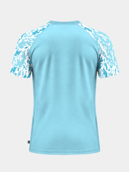 	Rear perspective of the Hyper Sky jersey, showing the solid blue back designed for professional squad customisation