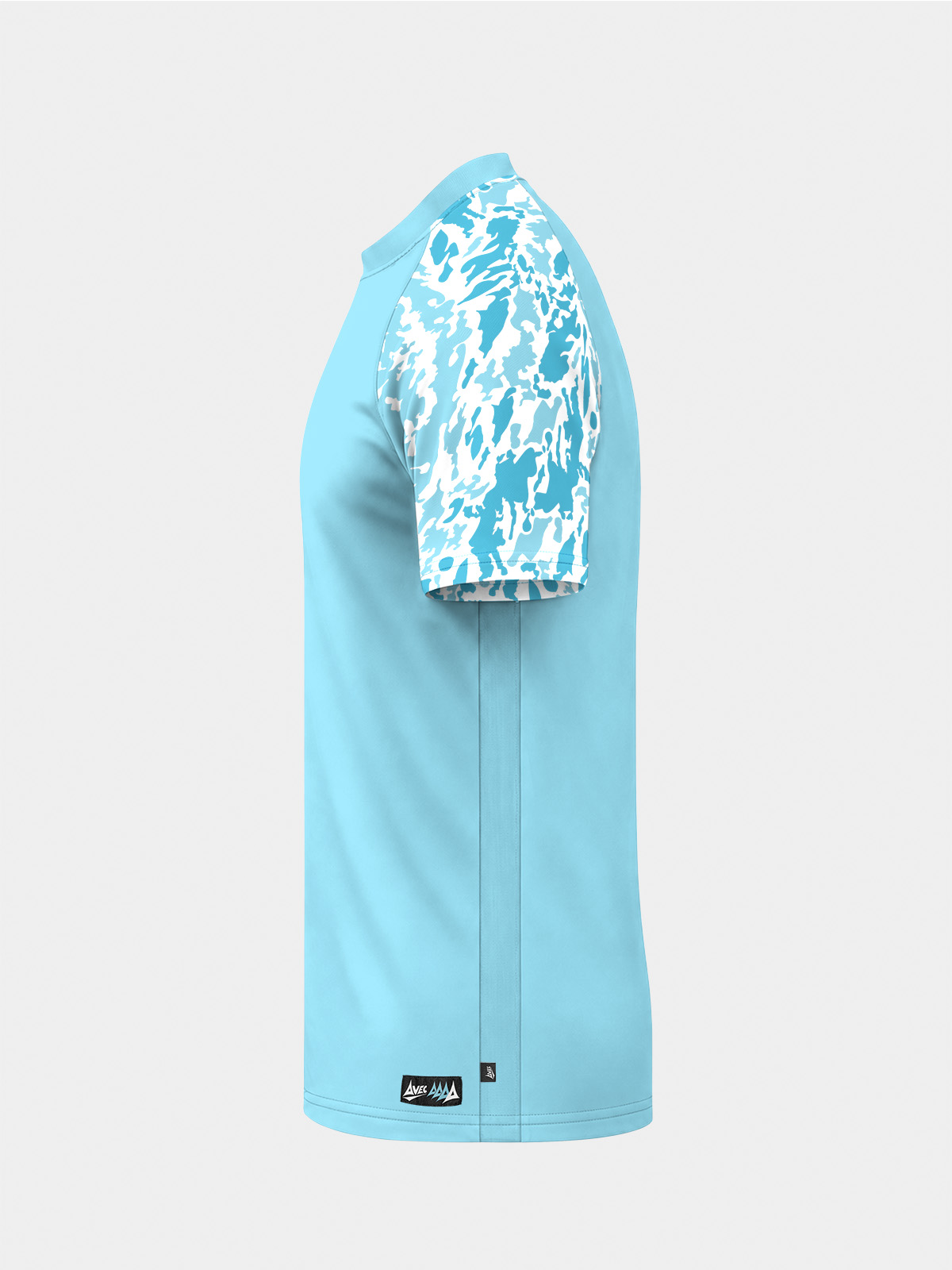 left profile of the hyper sky jersey highlighting the integrated ultra-mesh side panels for enhanced breathability
