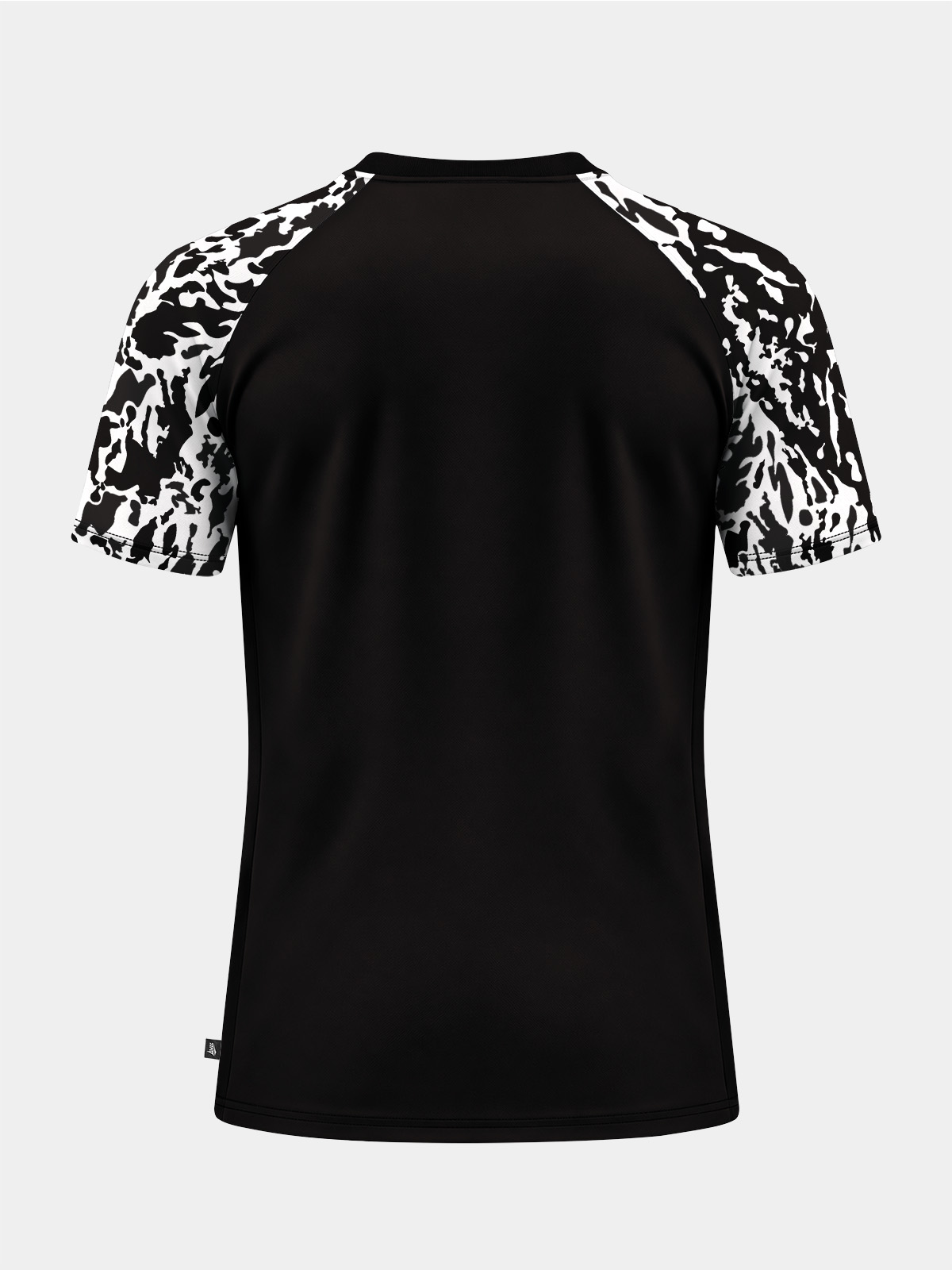 	rear view of the black jersey, tailored for amateur and professional club personalisation.