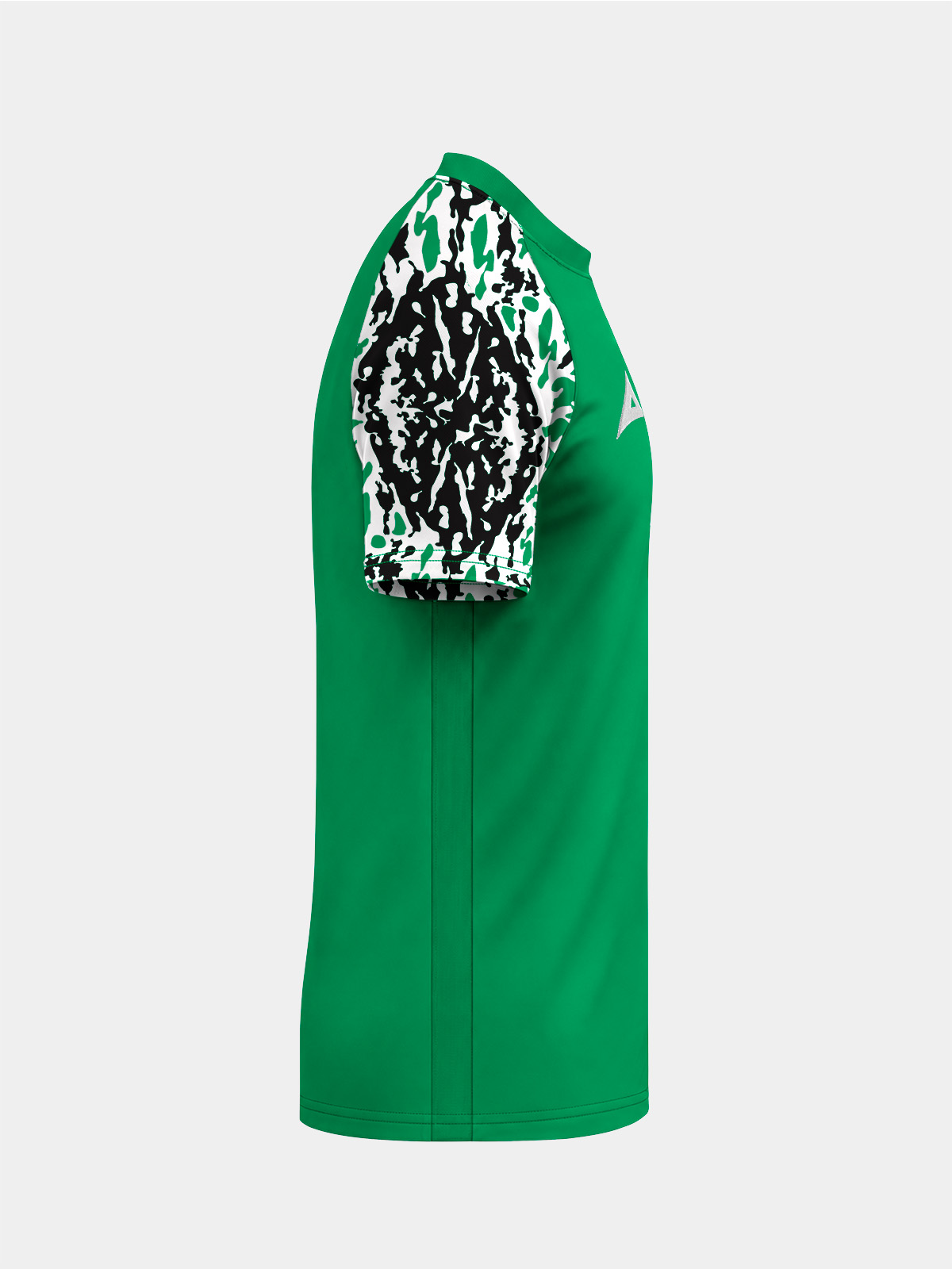 	right side shot highlighting the durable interlock polyester and ergonomic sleeve construction.