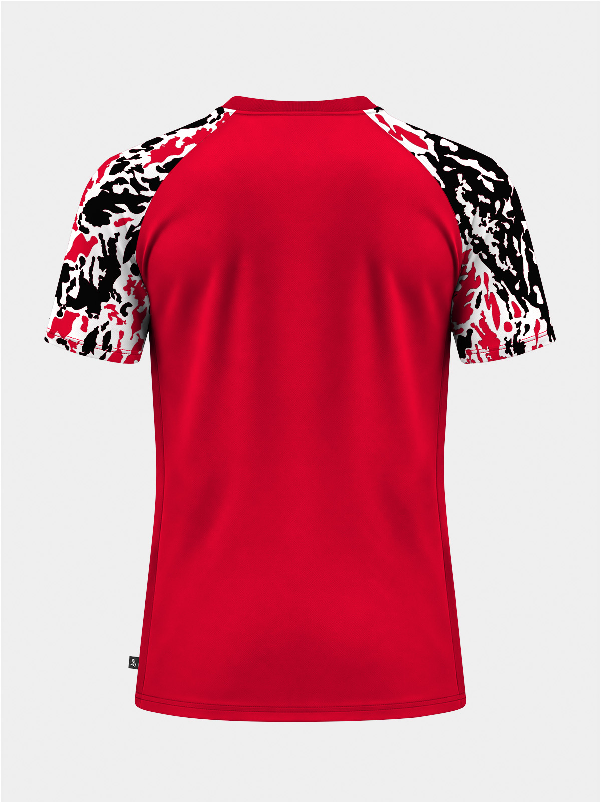 	rear view of the red classic pro shirt, designed with a solid back for easy application of player numbers.