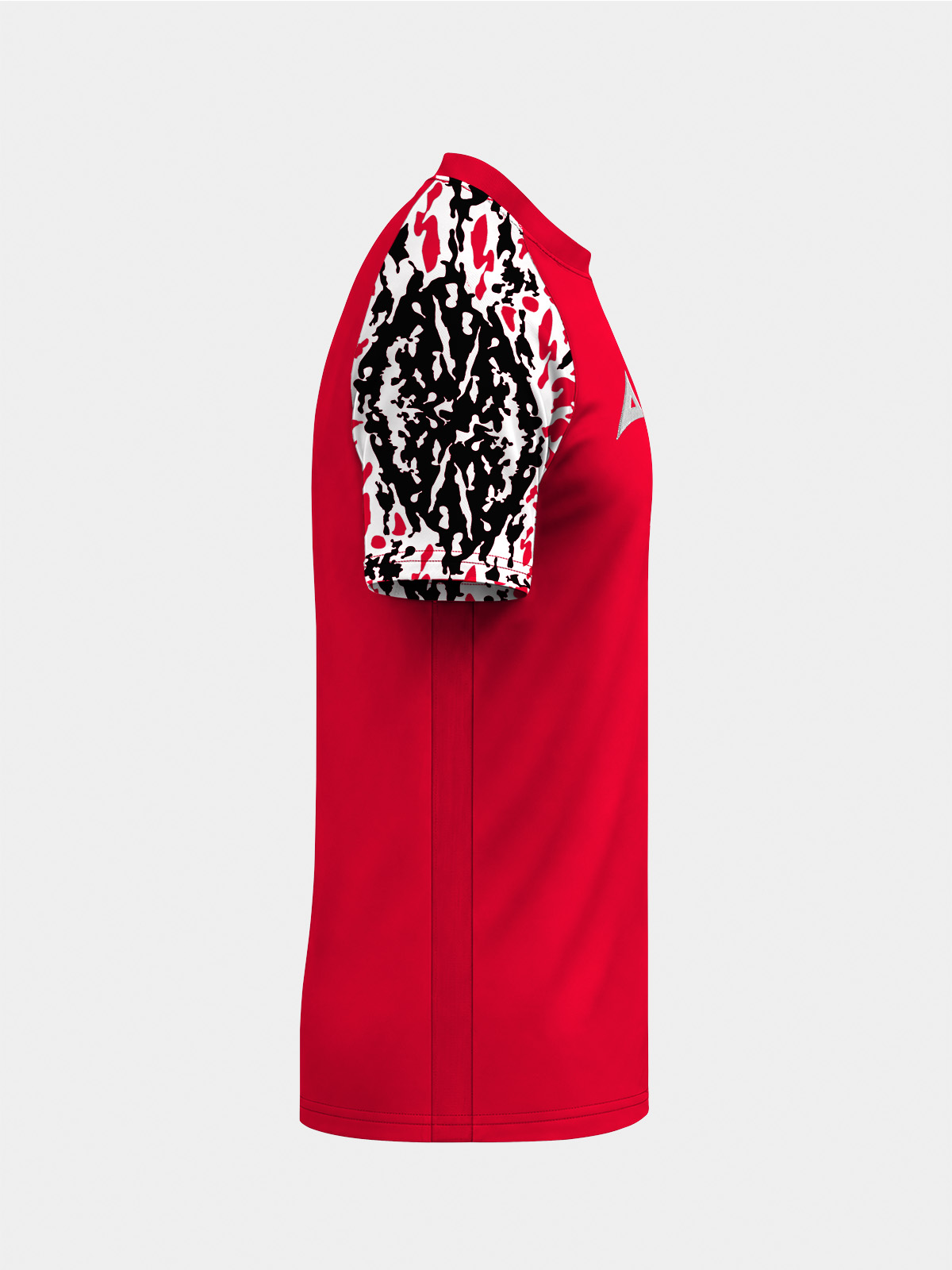	right profile of the red classic pro jersey, displaying the streamlined sleeve and moisture-wicking fabric.
