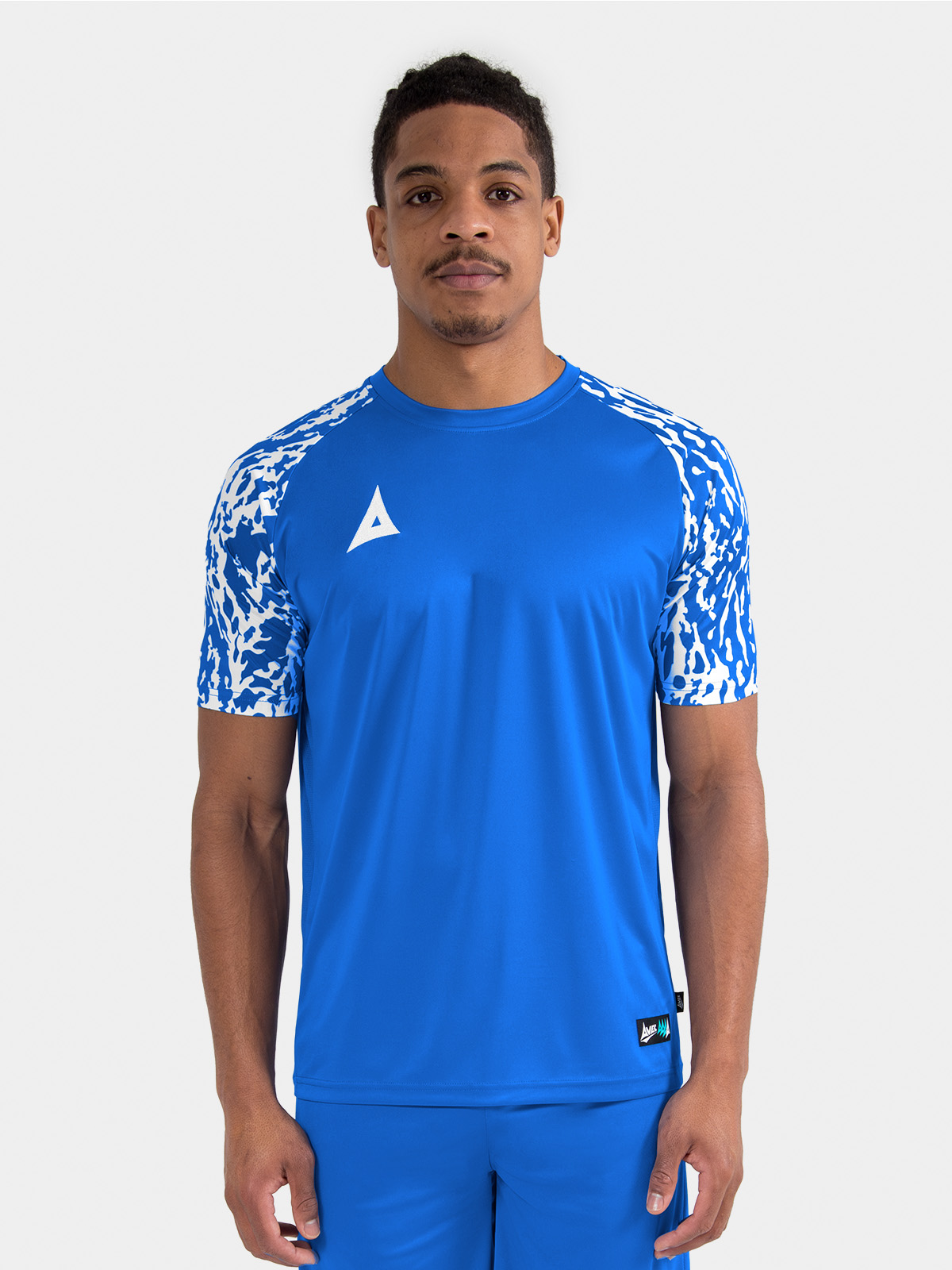 	athlete wearing the royal blue classic pro jersey, showcasing the true-to-size athletic cut.