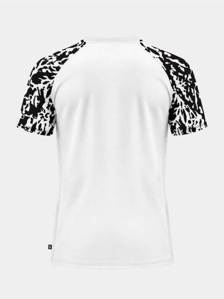	Rear perspective of the White and Black jersey, showing the clean white back designed for professional squad numbering.
