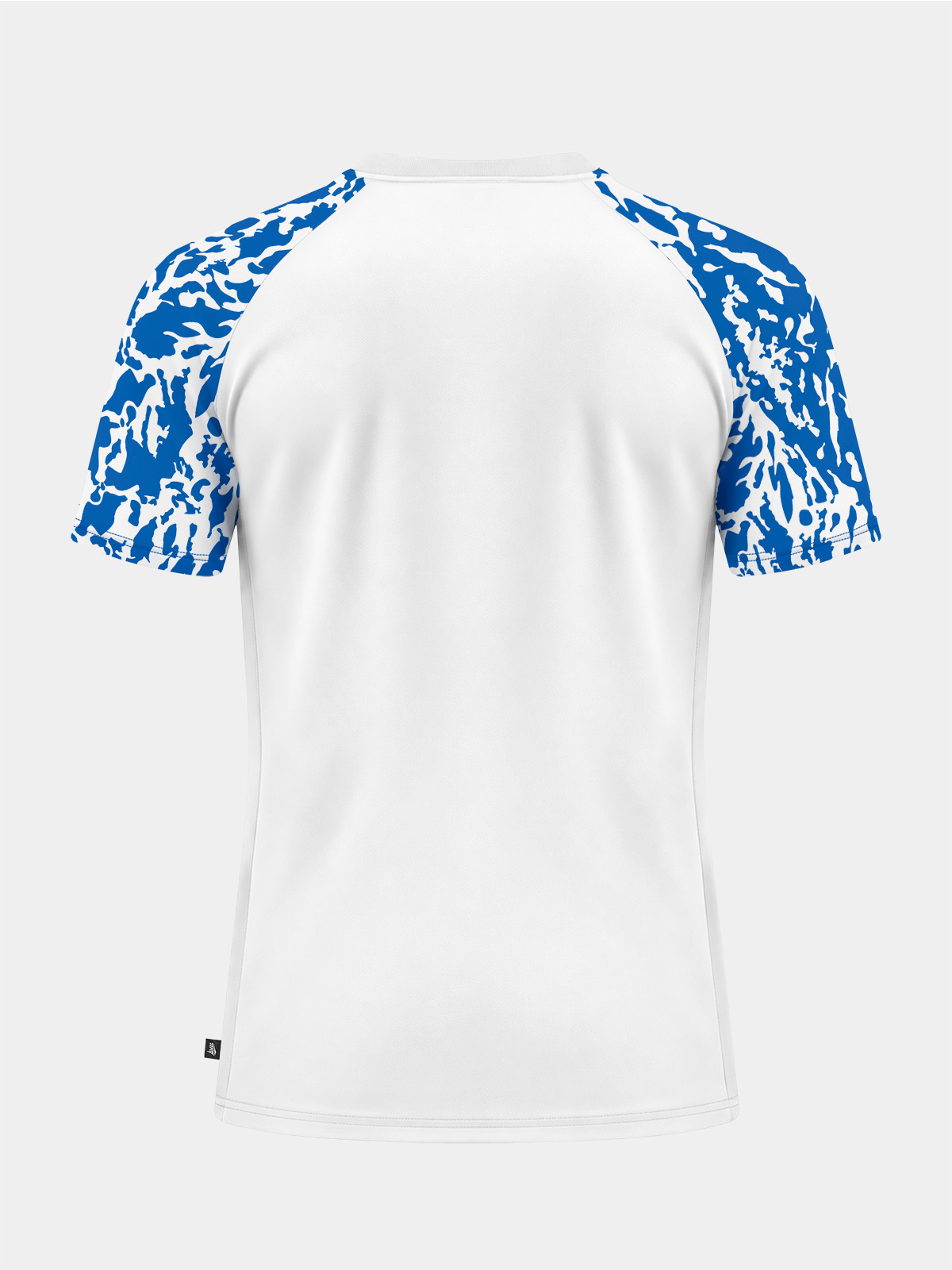 	rear view of the white and royal matchday jersey, offering a clean surface for club sponsors and player names.
