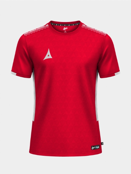 Front-facing view of the vibrant Red Evolve Pro Training Jersey with debossed texture.