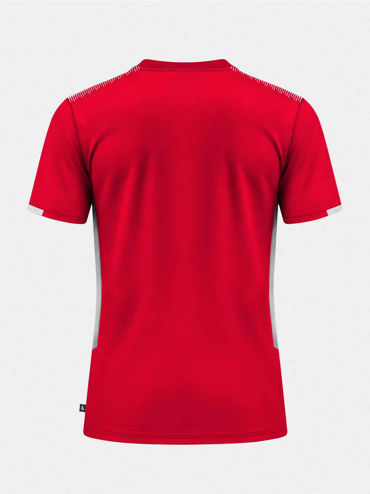 back view of the red training top, allowing for clear player or coach identification.