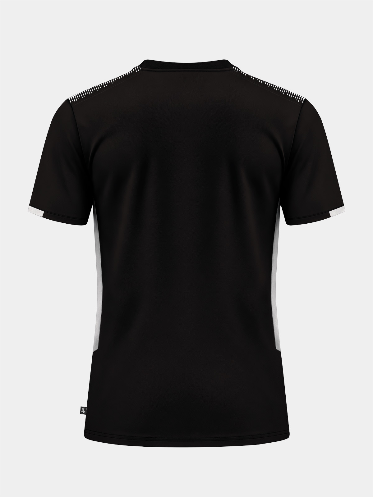 	rear perspective of the black training top, showcasing a clean back for club branding or numbering.