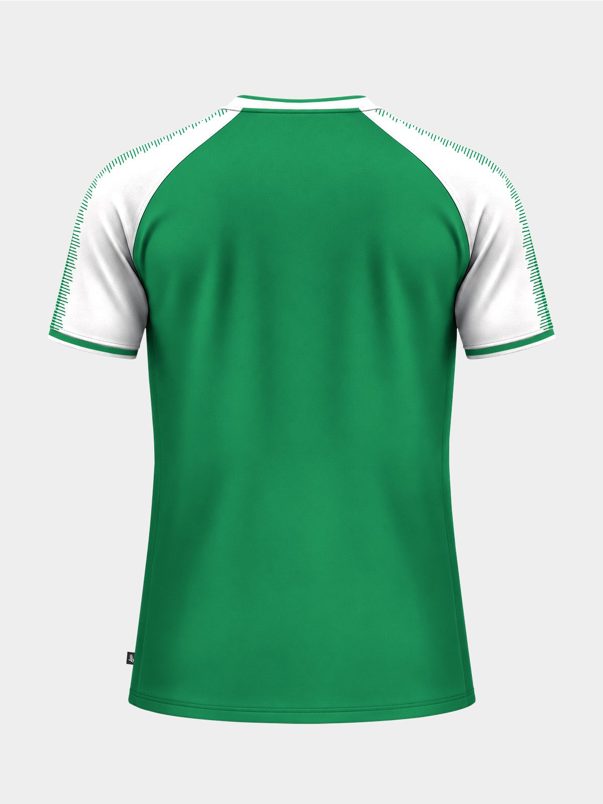 	rear view of the green and white heritage jersey, built for long-term club continuity.