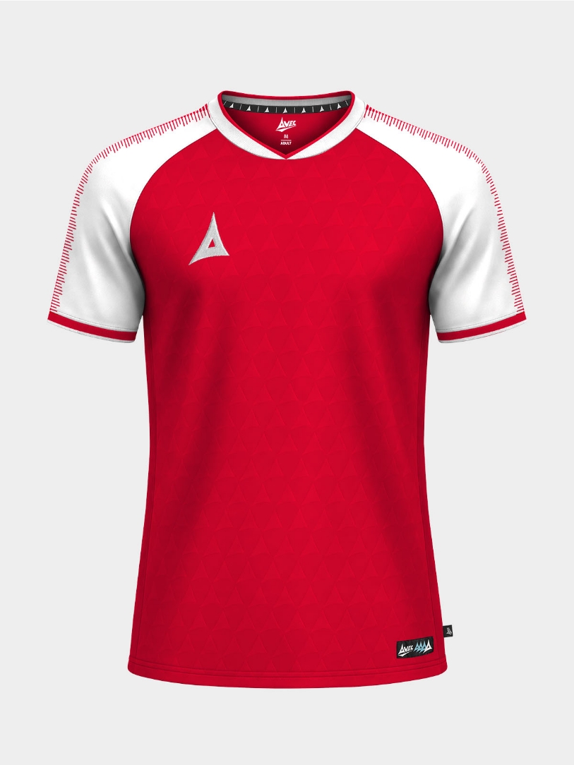 	A professional front view of the Red and White Heritage Jersey, designed for high-performance matchday use.
