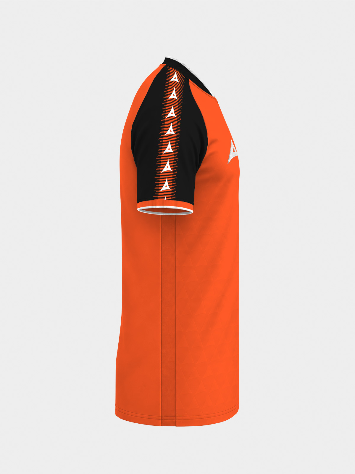 	right profile of the orange and black heritage jersey showcasing the technical sleeve design.