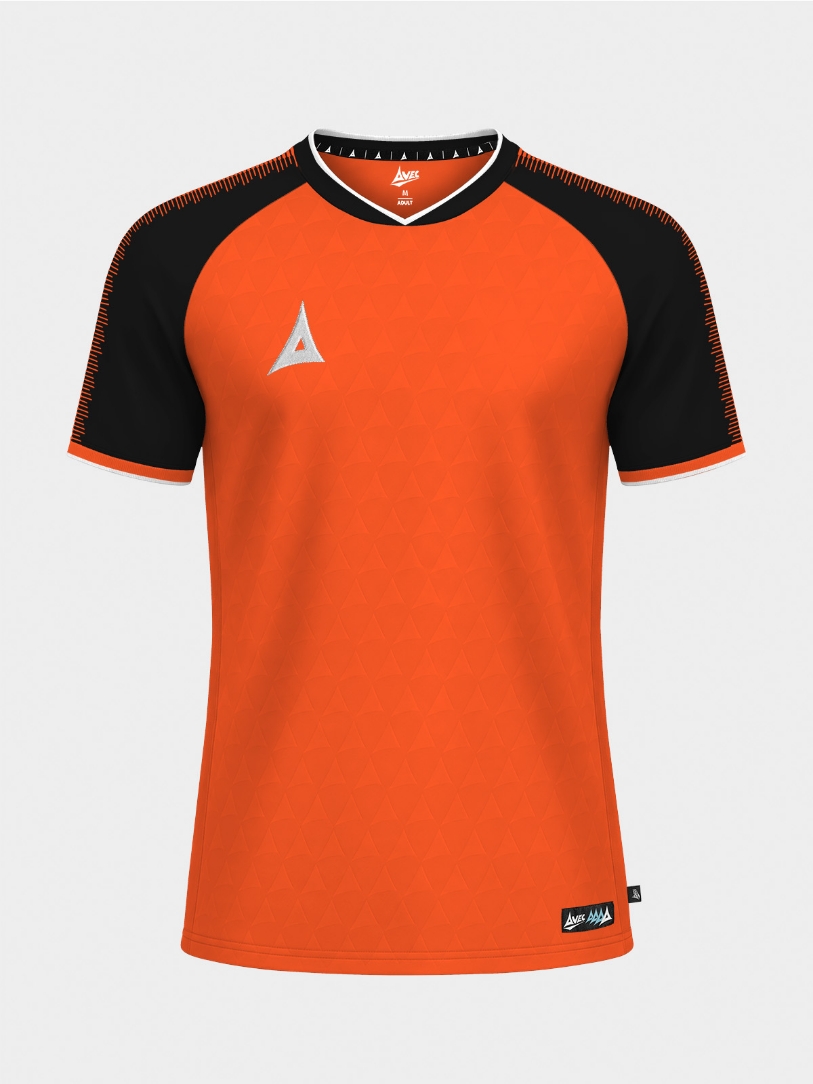 	Orange and Black Heritage matchday jersey shown from the front, featuring professional contrast sleeves and debossed fabric.