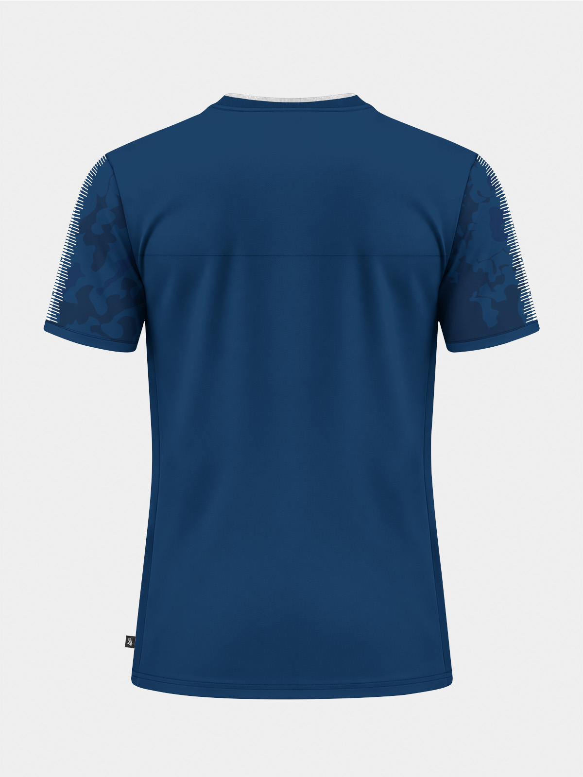 	rear view of the navy and red hooped jersey, providing a professional surface for team printing and numbers